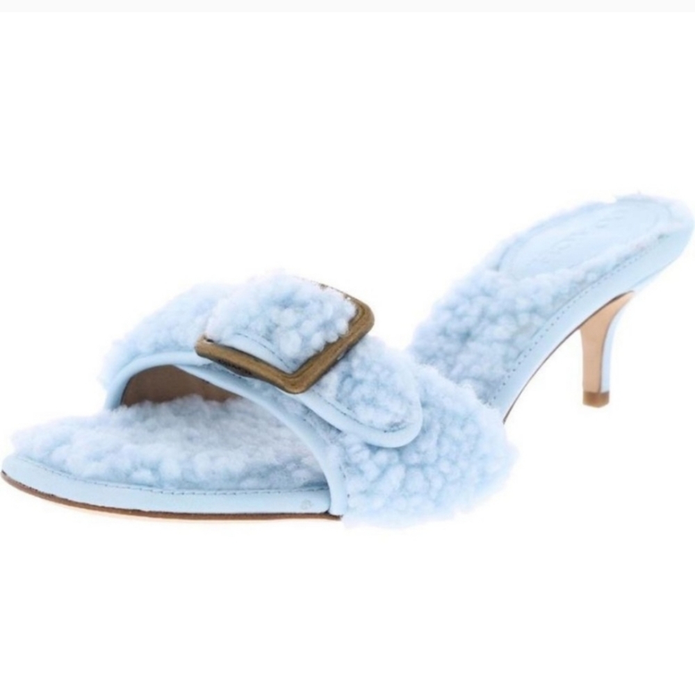 Coach Shearling Buckle Mules